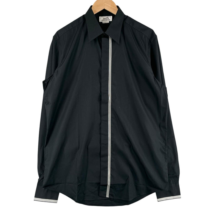 Excellent HERMES Long sleeve shirt Sleeve Serie buttons black cotton mens 40