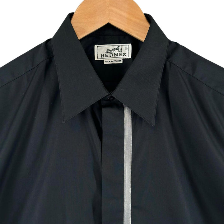 Excellent HERMES Long sleeve shirt Sleeve Serie buttons black cotton mens 40