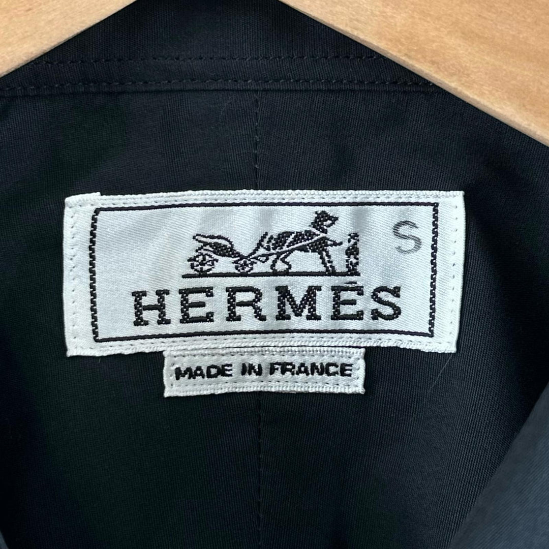 Excellent HERMES Long sleeve shirt Sleeve Serie buttons black cotton mens 40