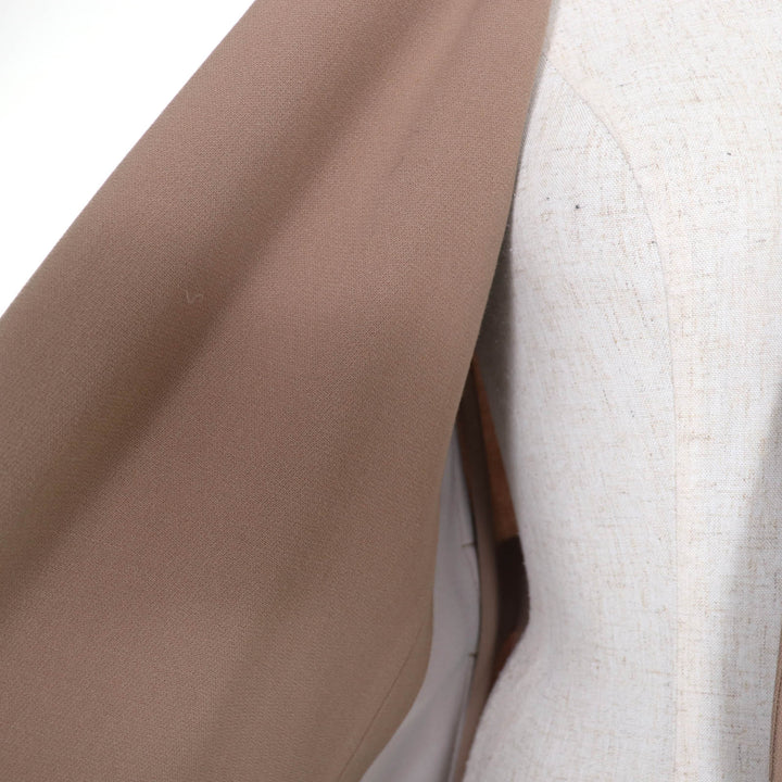Excellent HERMES coat H logo belt loop wrap coat light brown wool Women