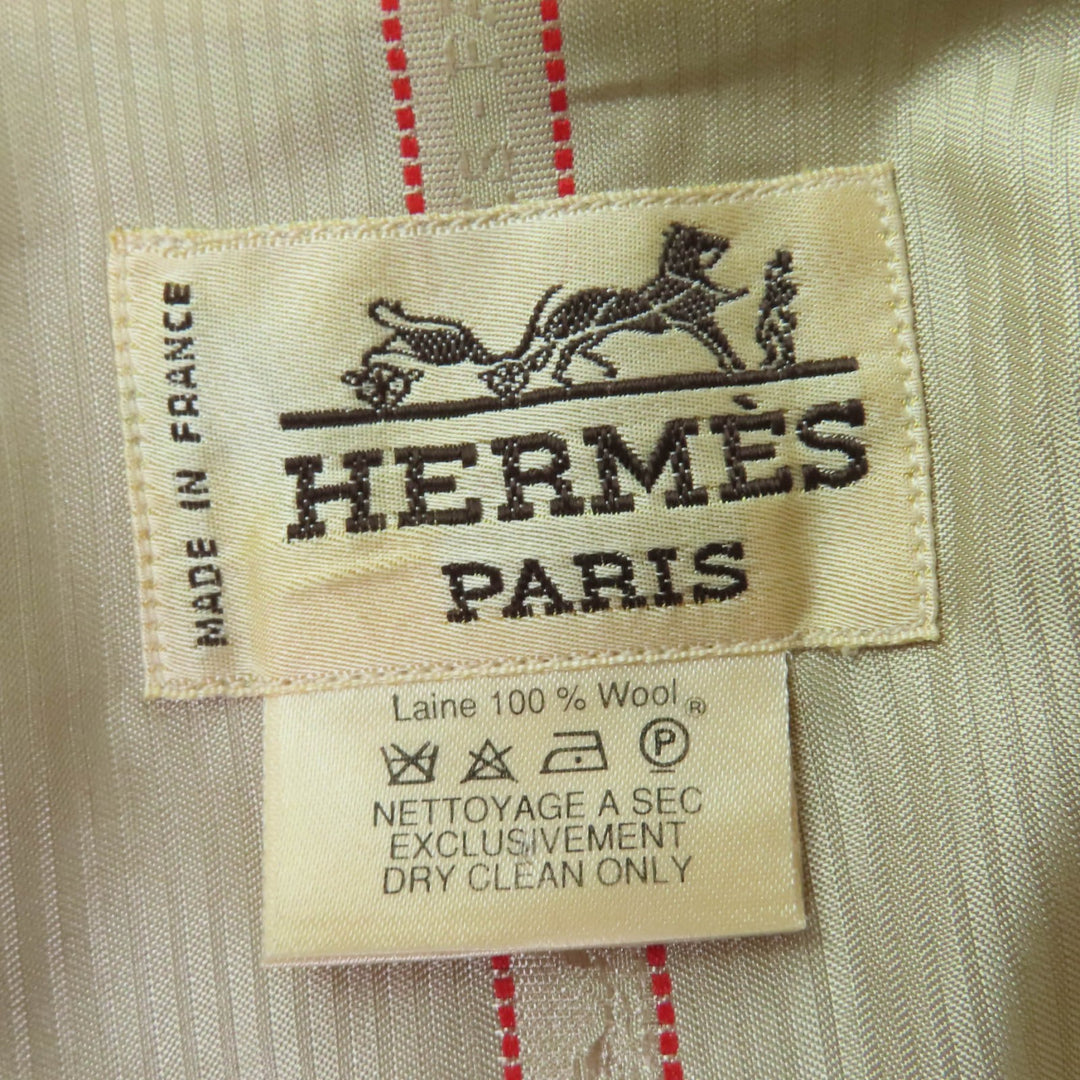 Excellent HERMES coat H logo belt loop wrap coat light brown wool Women