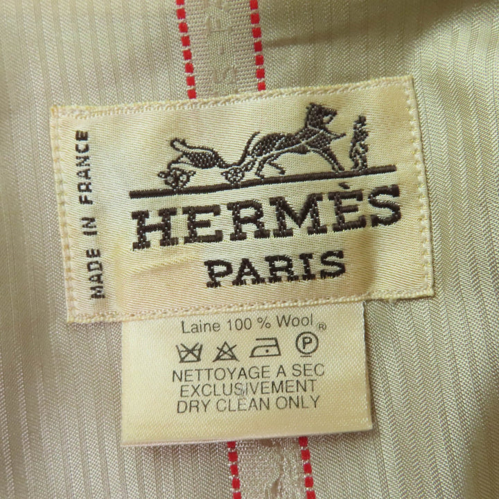 Excellent HERMES coat H logo belt loop wrap coat light brown wool Women
