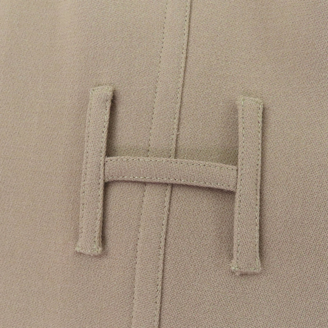Excellent HERMES coat H logo belt loop wrap coat light brown wool Women