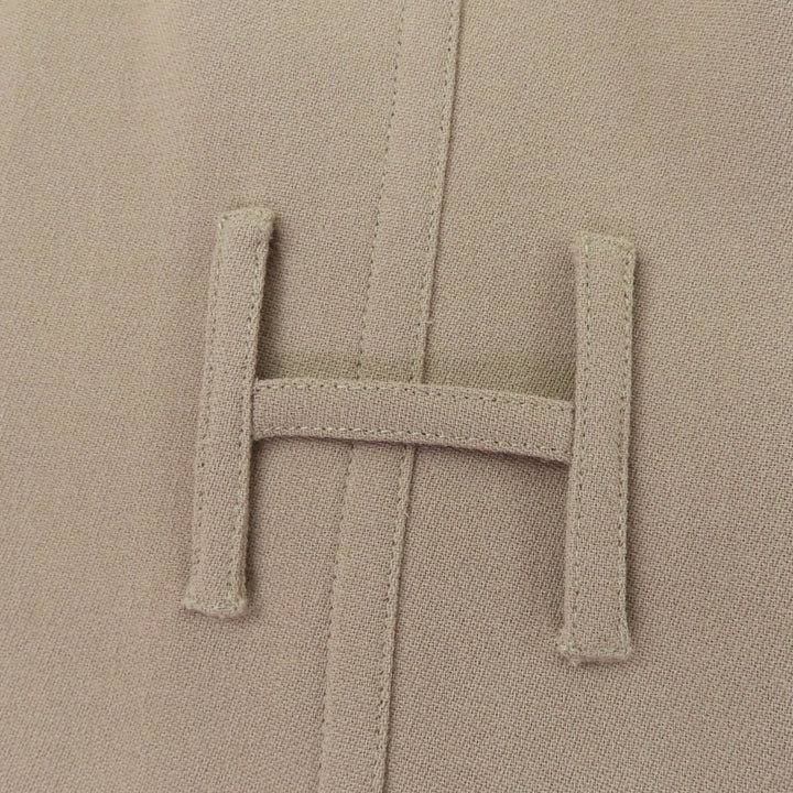 Excellent HERMES coat H logo belt loop wrap coat light brown wool Women
