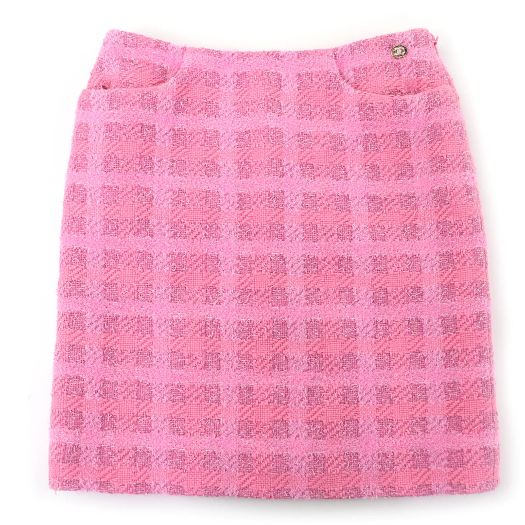 Excellent CHANEL Tweed skirt runway wear pink cotton Women 36 24P P76729V68549
