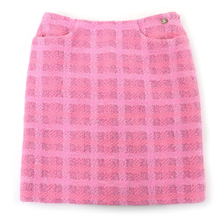 Excellent CHANEL Tweed skirt runway wear pink cotton Women 36 24P P76729V68549