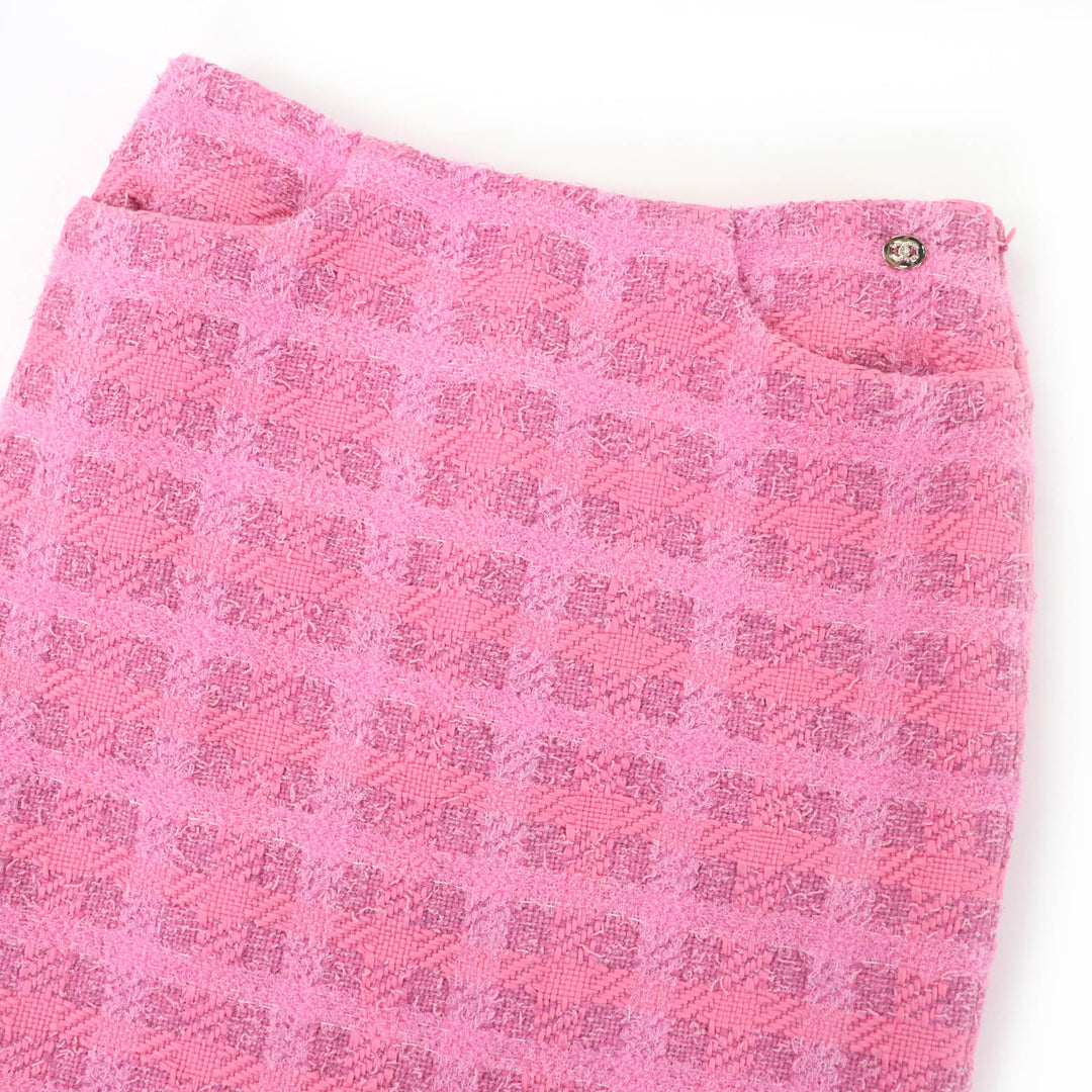 Excellent CHANEL Tweed skirt runway wear pink cotton Women 36 24P P76729V68549