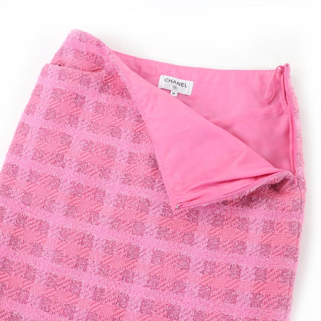 Excellent CHANEL Tweed skirt runway wear pink cotton Women 36 24P P76729V68549