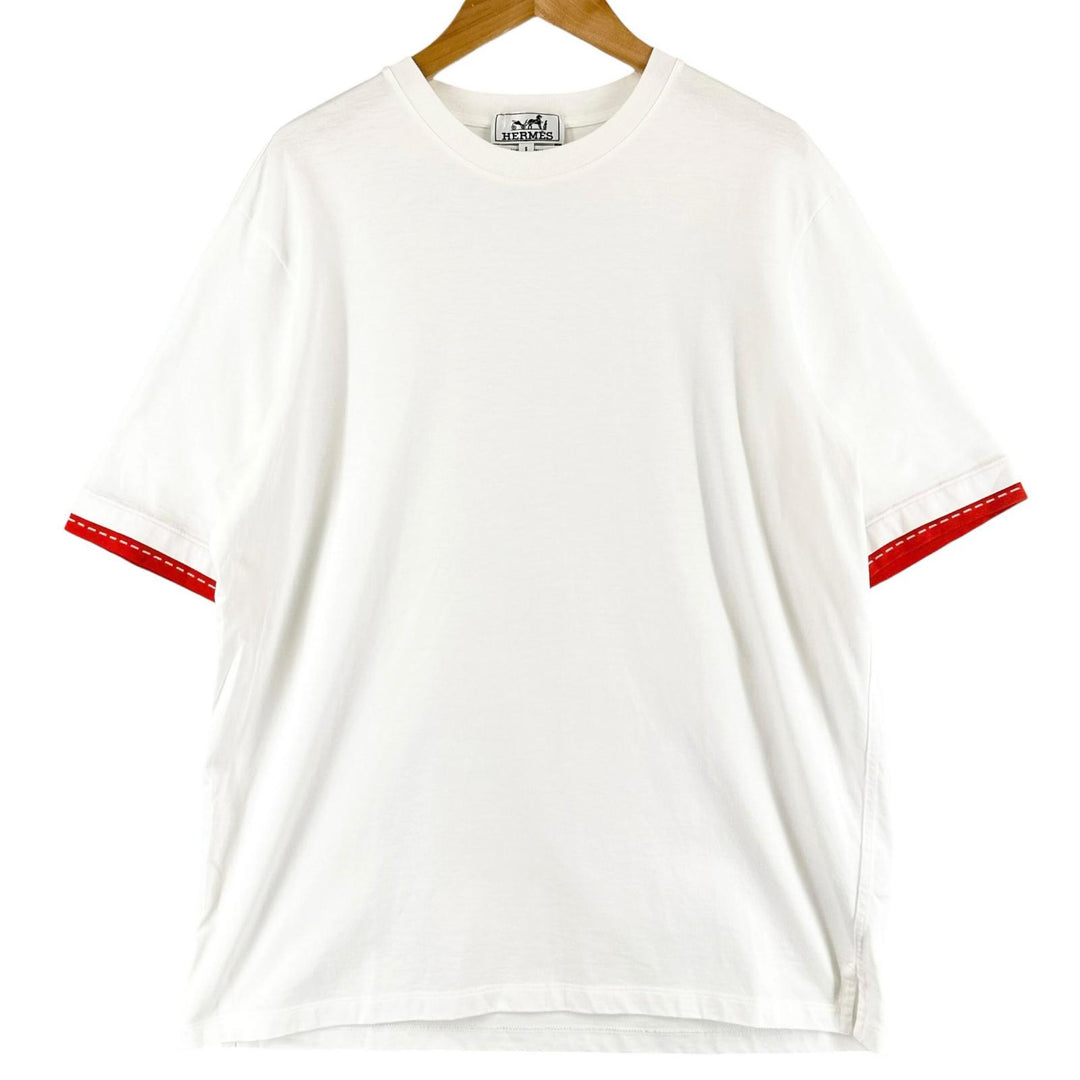 Excellent HERMES Short sleeve T-shirt Saddle stitch crew neck white cotton S