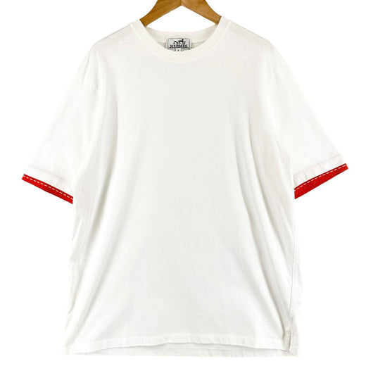 Excellent HERMES Short sleeve T-shirt Saddle stitch crew neck white cotton S
