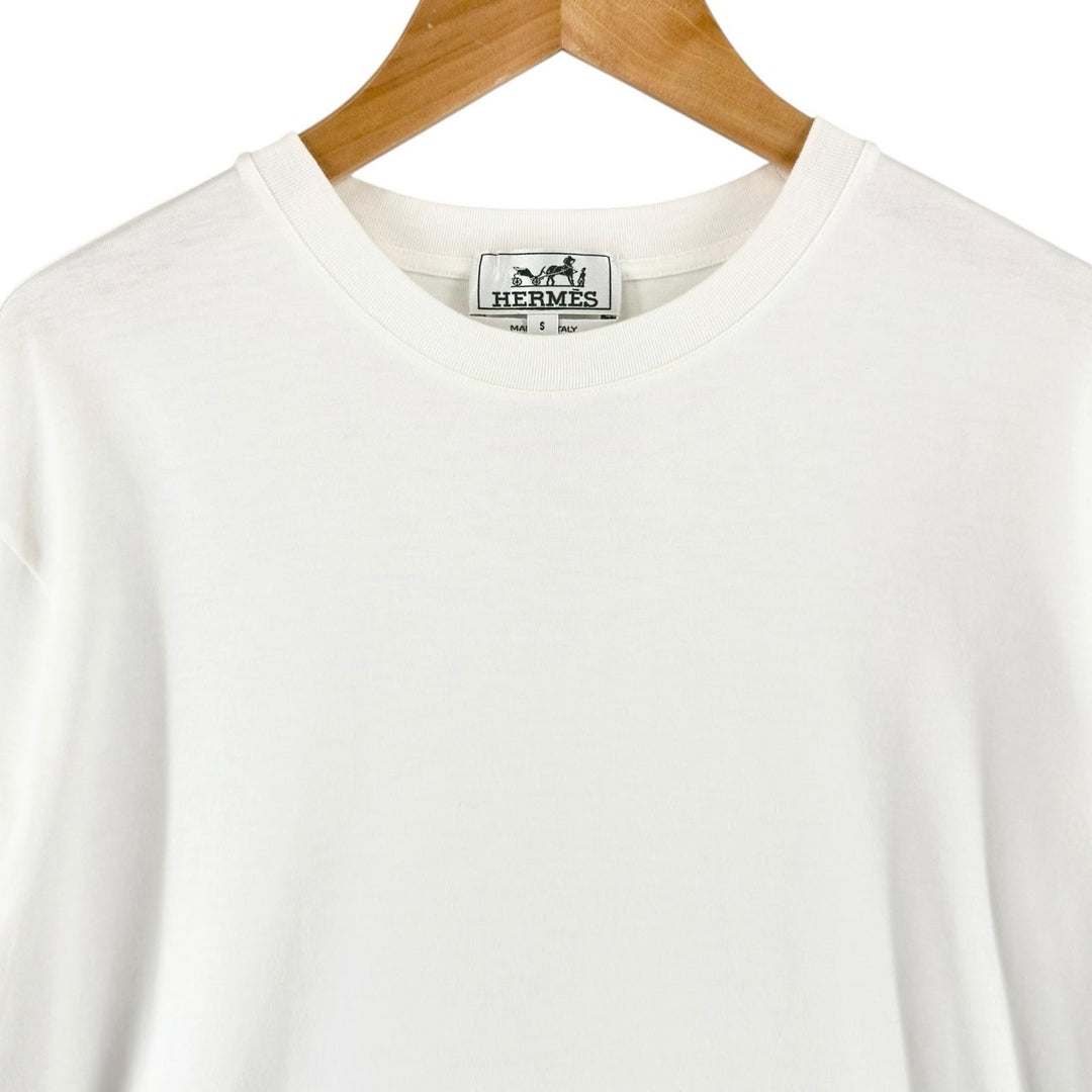 Excellent HERMES Short sleeve T-shirt Saddle stitch crew neck white cotton S
