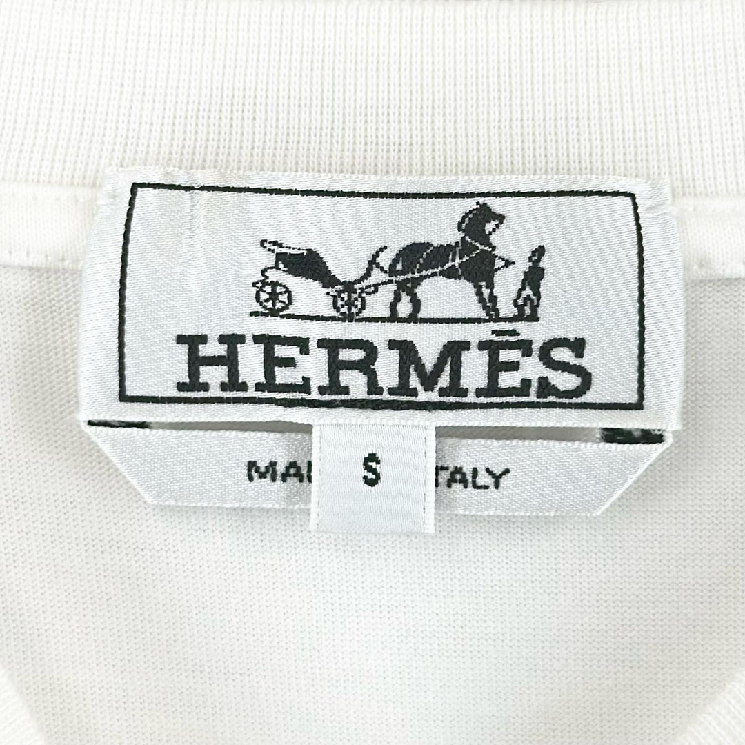 Excellent HERMES Short sleeve T-shirt Saddle stitch crew neck white cotton S