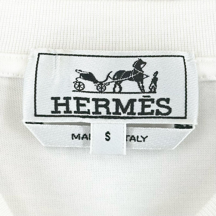 Excellent HERMES Short sleeve T-shirt Saddle stitch crew neck white cotton S