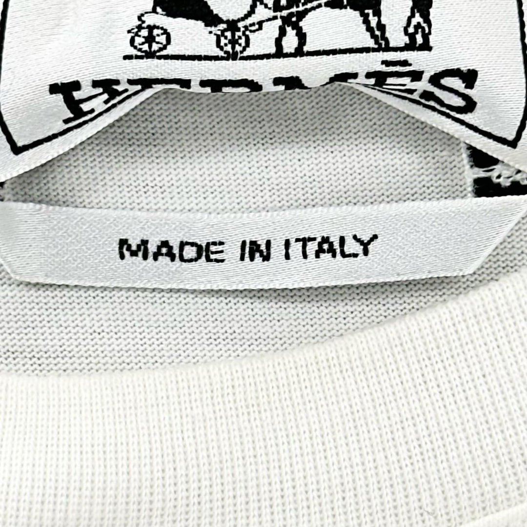 Excellent HERMES Short sleeve T-shirt Saddle stitch crew neck white cotton S