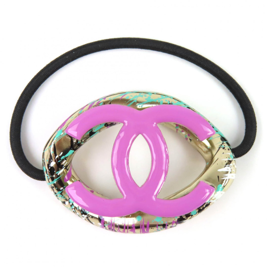 Excellent CHANEL hair accessory COCO Mark Hair Tie purple ー Women A21P AB6087