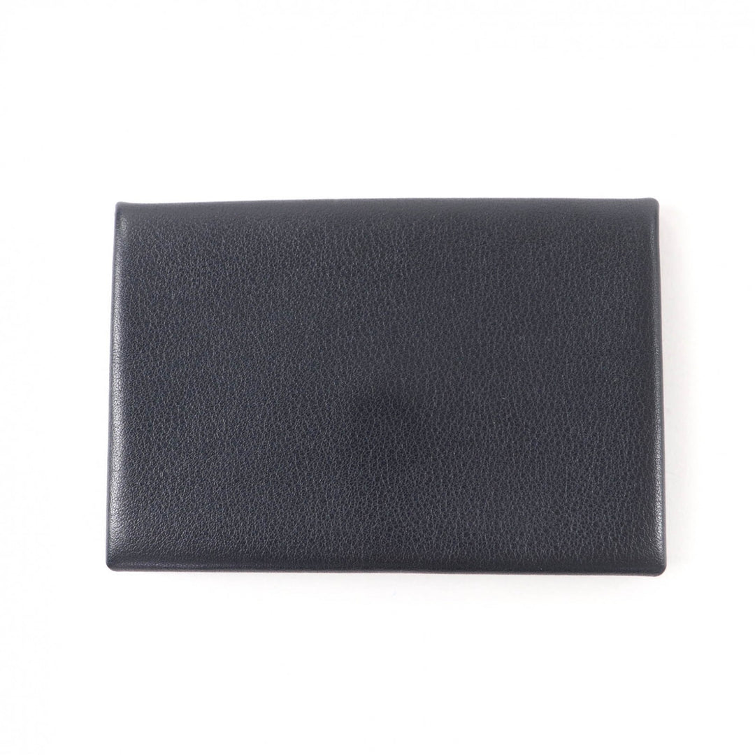 Excellent HERMES Card Case Calvi Dark navy Swift Women