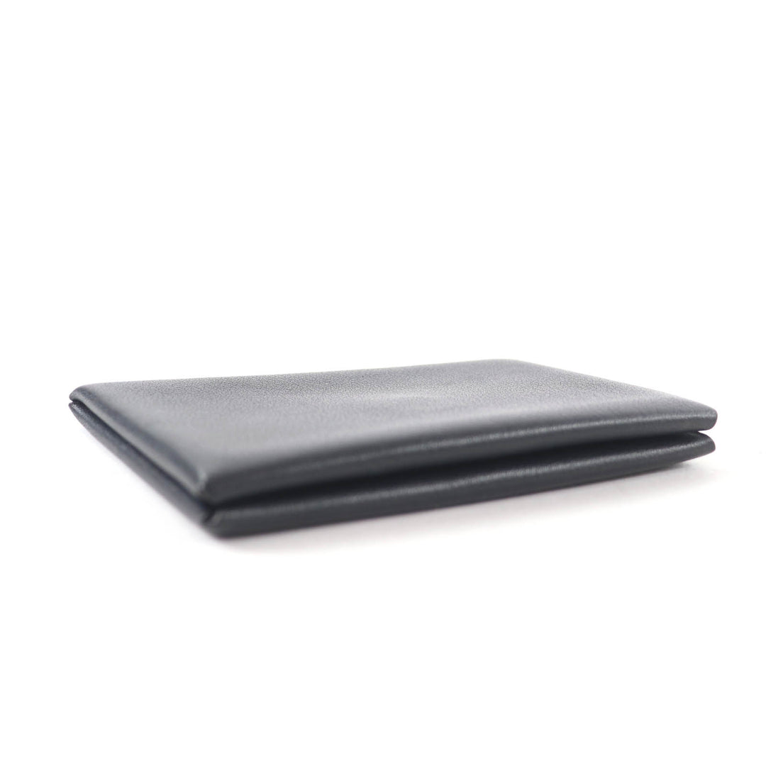 Excellent HERMES Card Case Calvi Dark navy Swift Women
