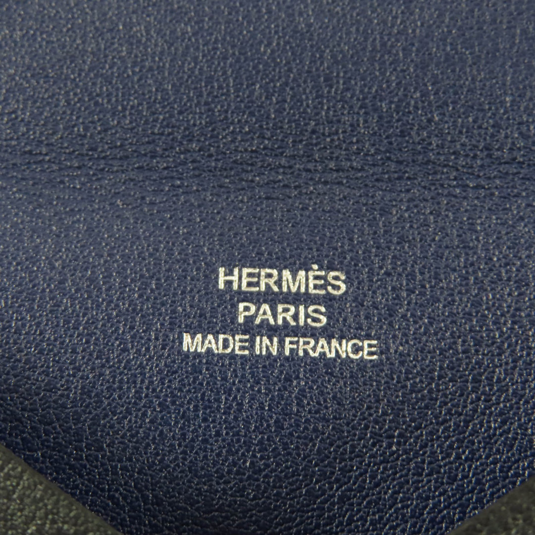 Excellent HERMES Card Case Calvi Dark navy Swift Women