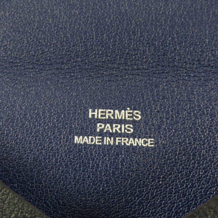 Excellent HERMES Card Case Calvi Dark navy Swift Women