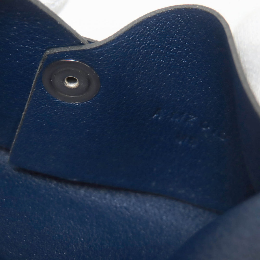 Excellent HERMES Card Case Calvi Dark navy Swift Women