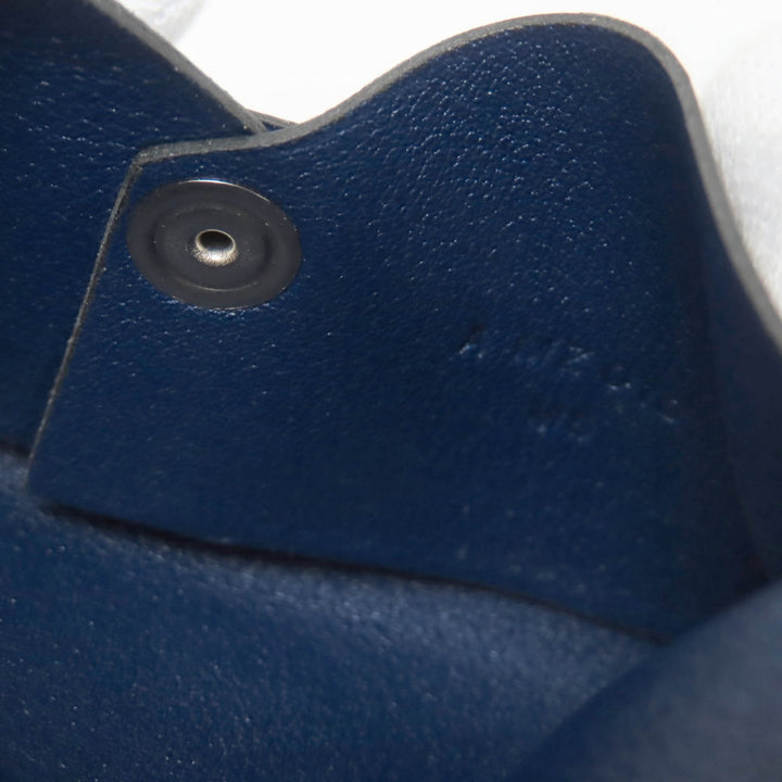 Excellent HERMES Card Case Calvi Dark navy Swift Women