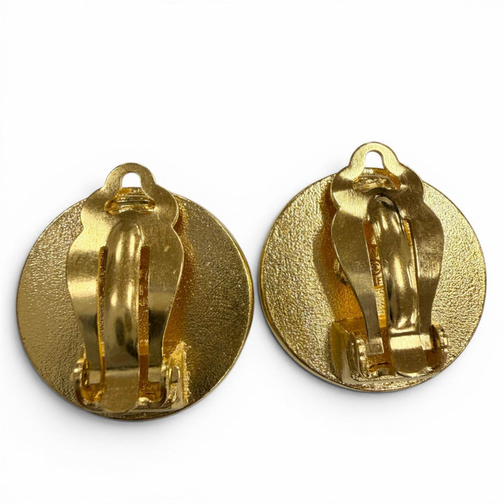Excellent CHANEL Earring Camellia Round 97P gold Women