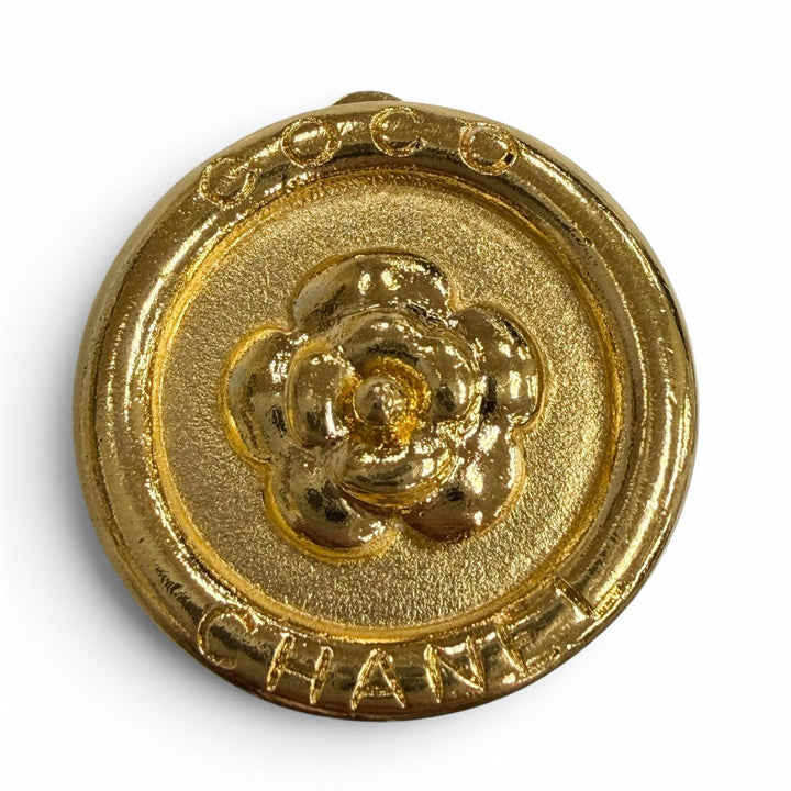 Excellent CHANEL Earring Camellia Round 97P gold Women