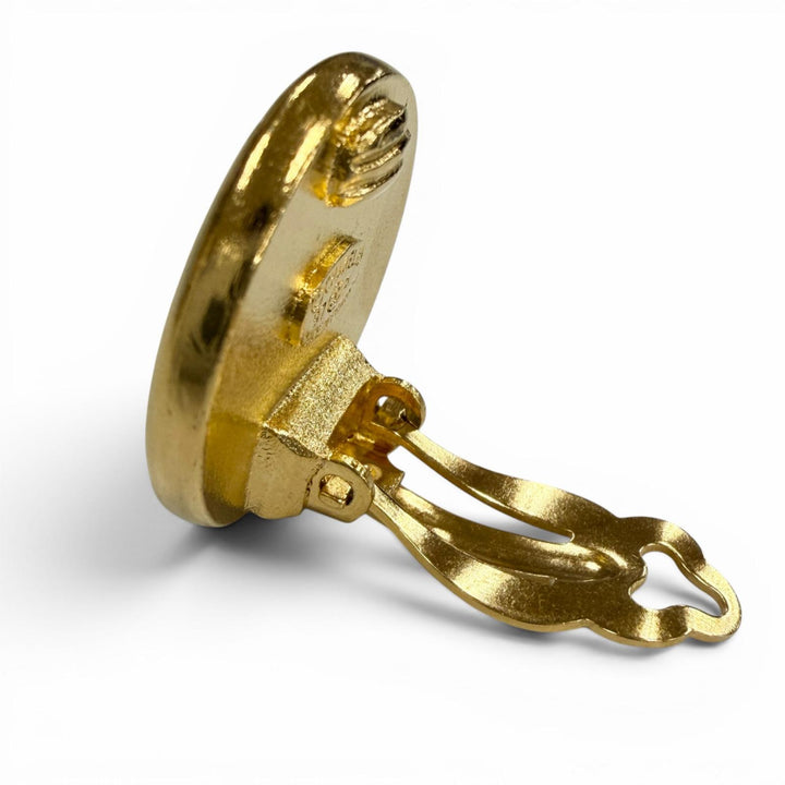 Excellent CHANEL Earring Camellia Round 97P gold Women