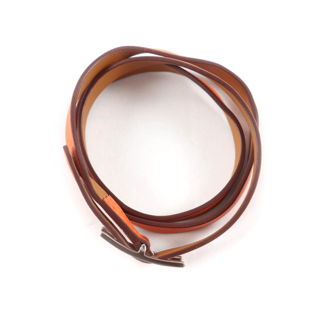 Excellent HERMES bracelet Beapi de Bourtour leather leather Women