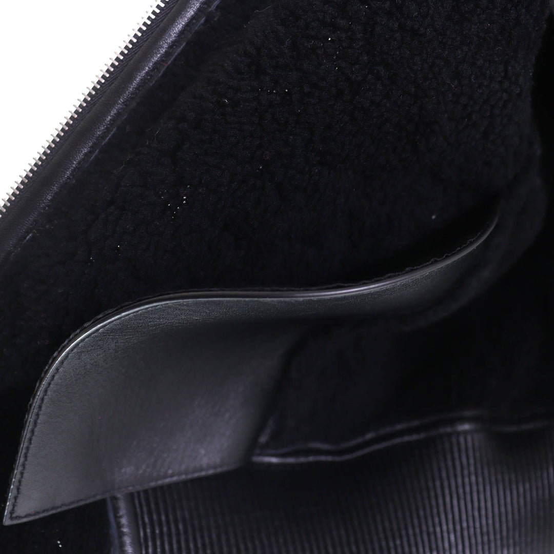 Excellent LOUIS VUITTON Monogram collarless smooth leather shearling jacket 34