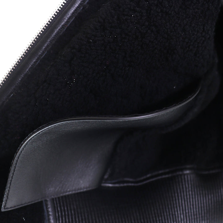 Excellent LOUIS VUITTON Monogram collarless smooth leather shearling jacket 34
