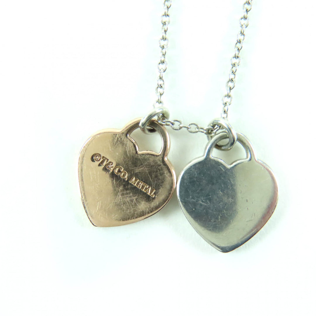 Very Good TIFFANY&Co. Necklace Double Heart Tag Necklace Silver 925 Women