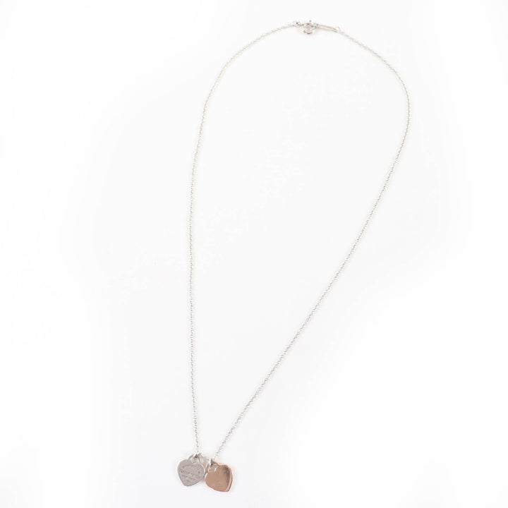 Very Good TIFFANY&Co. Necklace Double Heart Tag Necklace Silver 925 Women