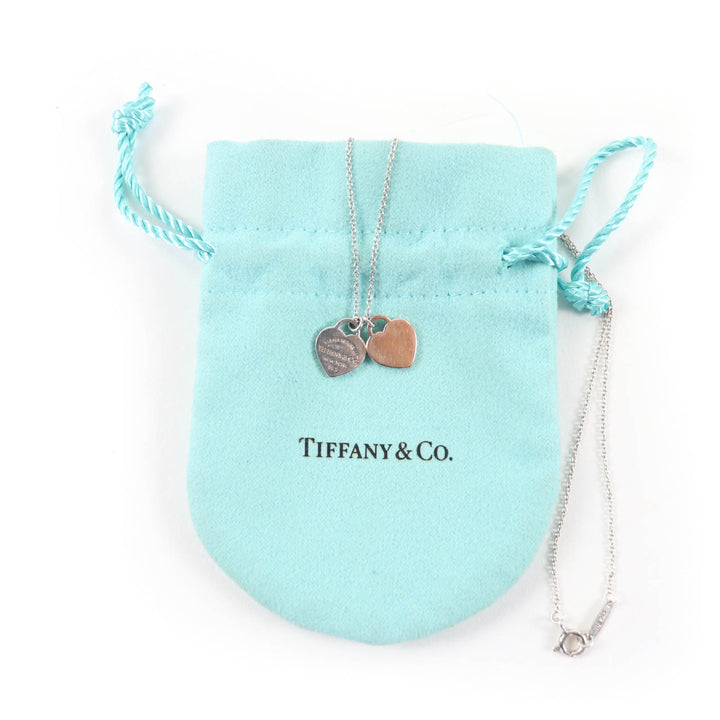 Very Good TIFFANY&Co. Necklace Double Heart Tag Necklace Silver 925 Women