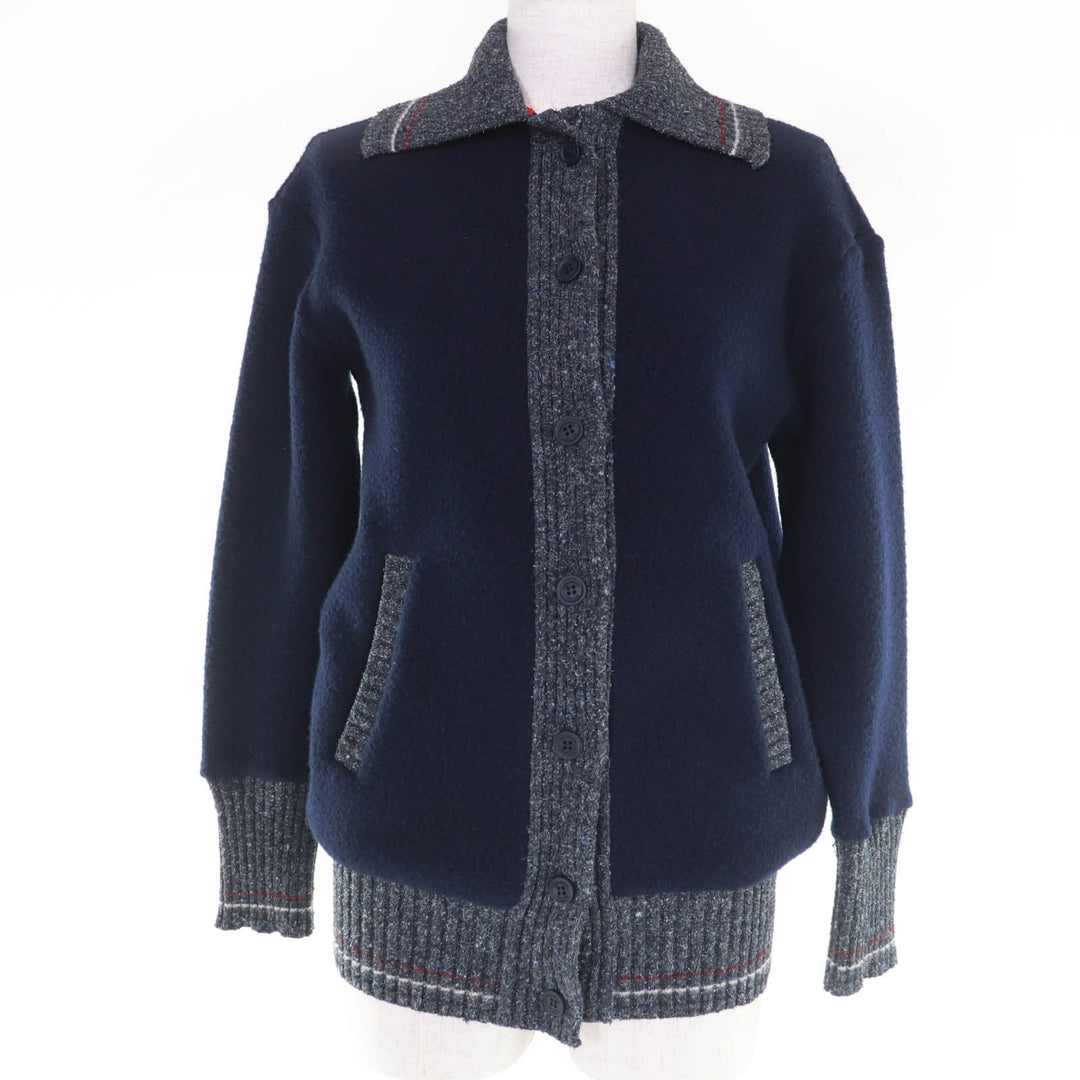 Excellent THOM BROWNE cardigan Cashmere blend long sleeve knit Navy 36 FJT350A
