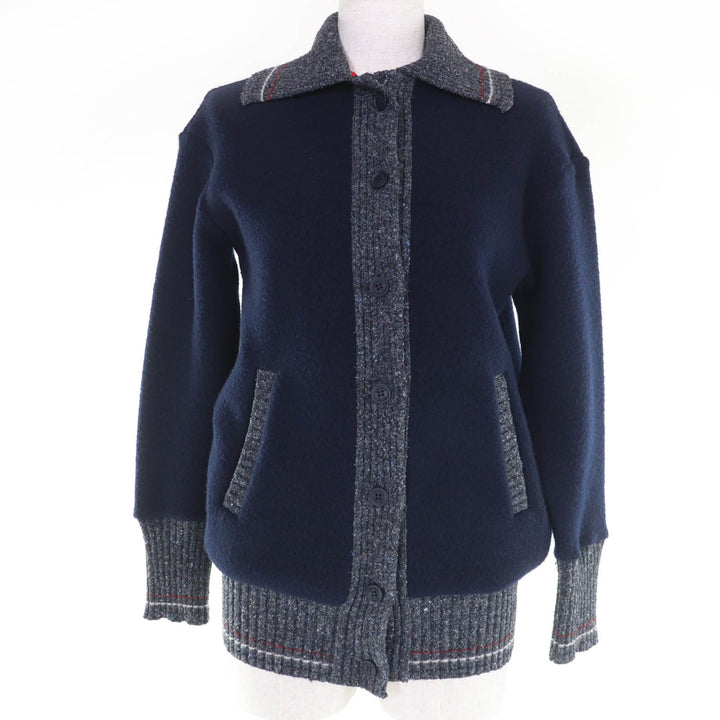 Excellent THOM BROWNE cardigan Cashmere blend long sleeve knit Navy 36 FJT350A