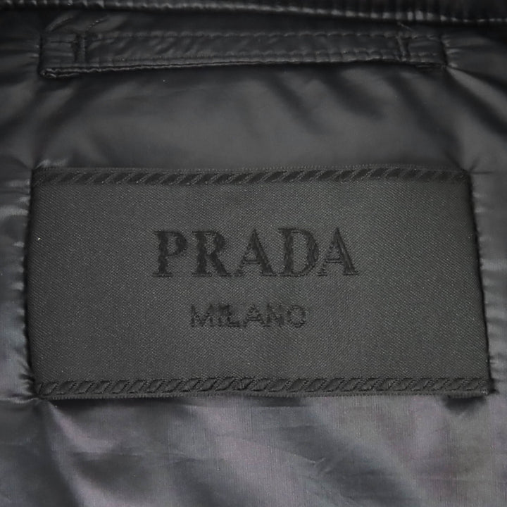 Excellent PRADA Triangle logo triangular plate stand collar downjacket 50 SGB608