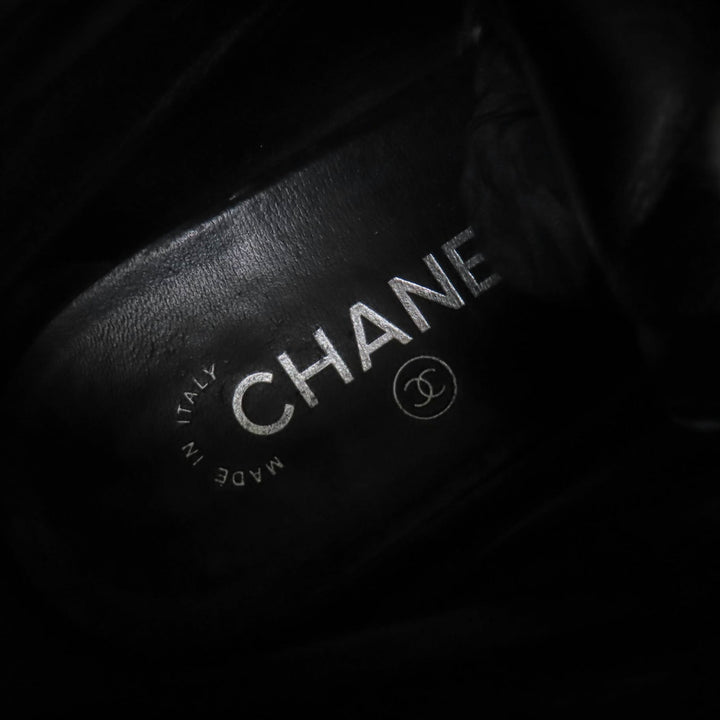 Great CHANEL short boots COCO Mark Matelassé Tweed Combat Boots black 39 G32142