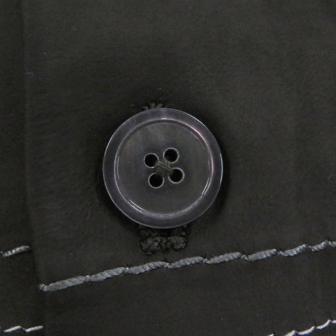Great HERMES Short sleeve shirt Stitch design suede leather Brown Cowhide