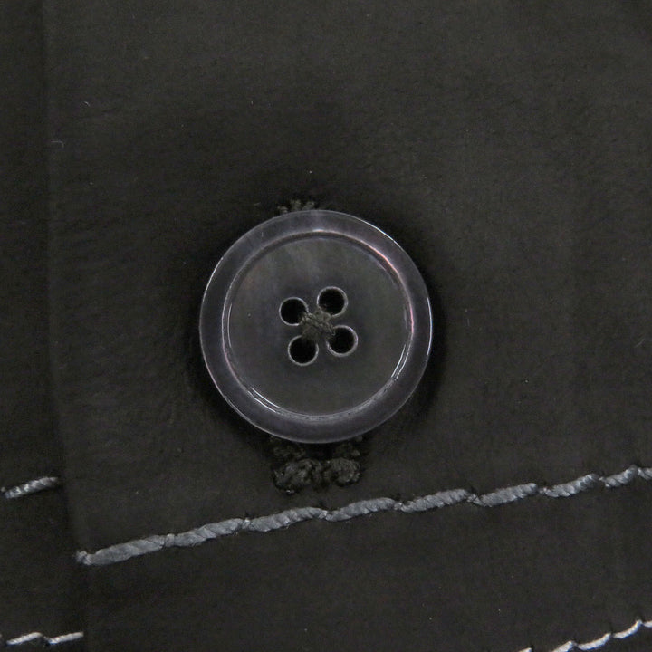 Great HERMES Short sleeve shirt Stitch design suede leather Brown Cowhide