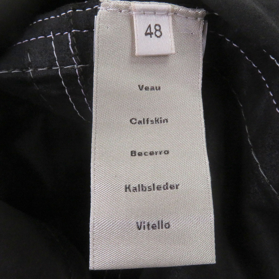 Great HERMES Short sleeve shirt Stitch design suede leather Brown Cowhide