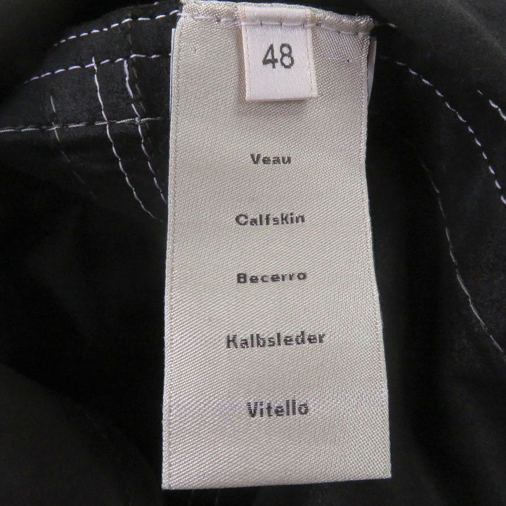 Great HERMES Short sleeve shirt Stitch design suede leather Brown Cowhide