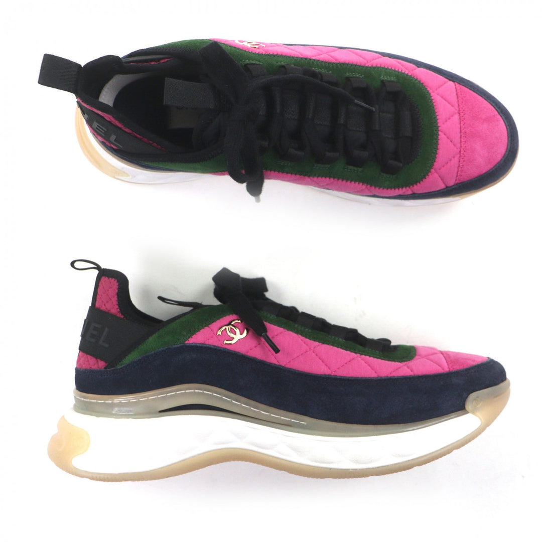 Excellent CHANEL Low cut sneakers multicolor Suede leather mens 42 G38503
