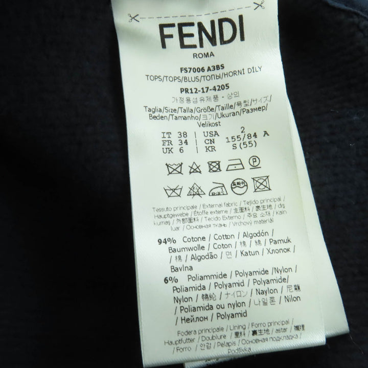 Excellent FENDI hoodie Palm tree pullover hoodie Navy cotton Women 38 FS7006