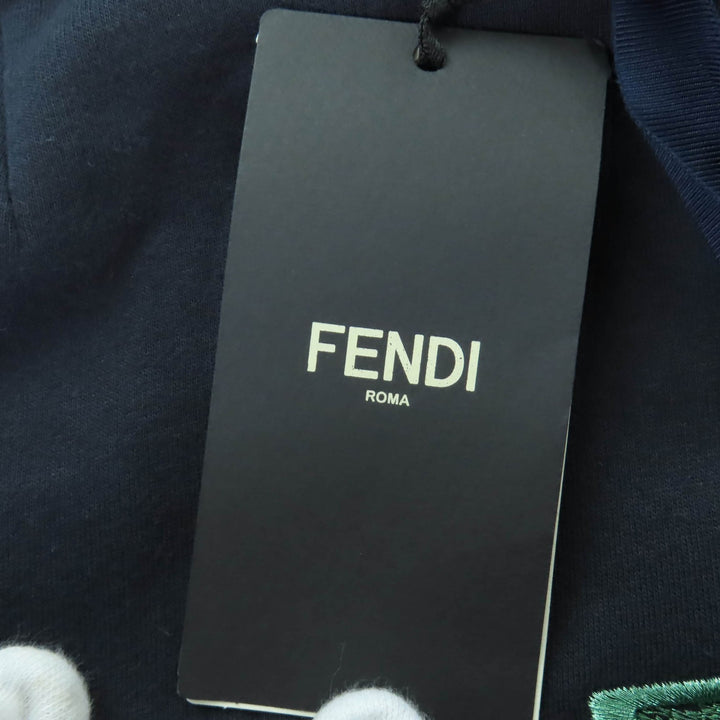 Excellent FENDI hoodie Palm tree pullover hoodie Navy cotton Women 38 FS7006