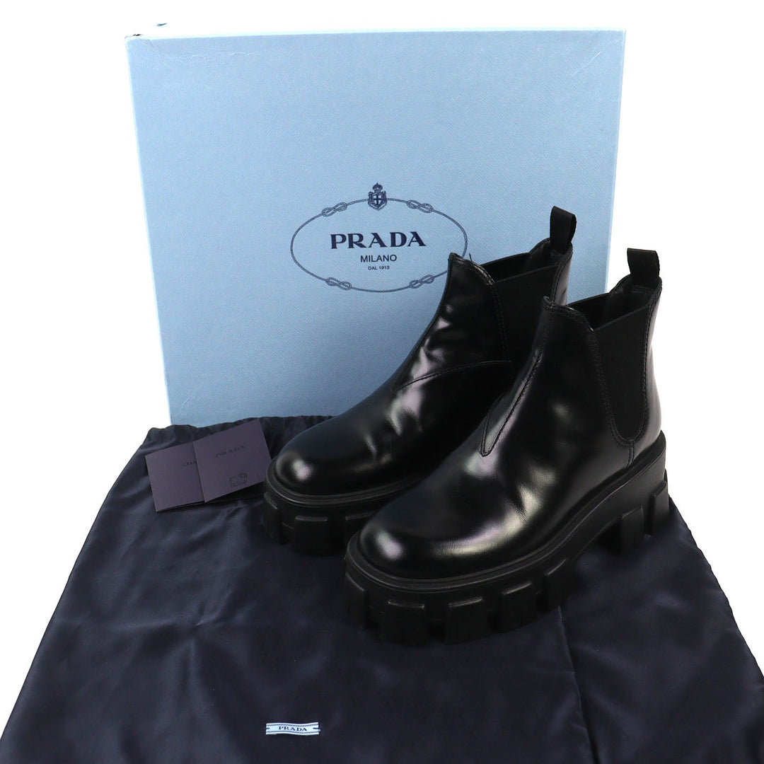 Excellent PRADA monolith Chelsea boots with Brushed leather 35.5 1T725L