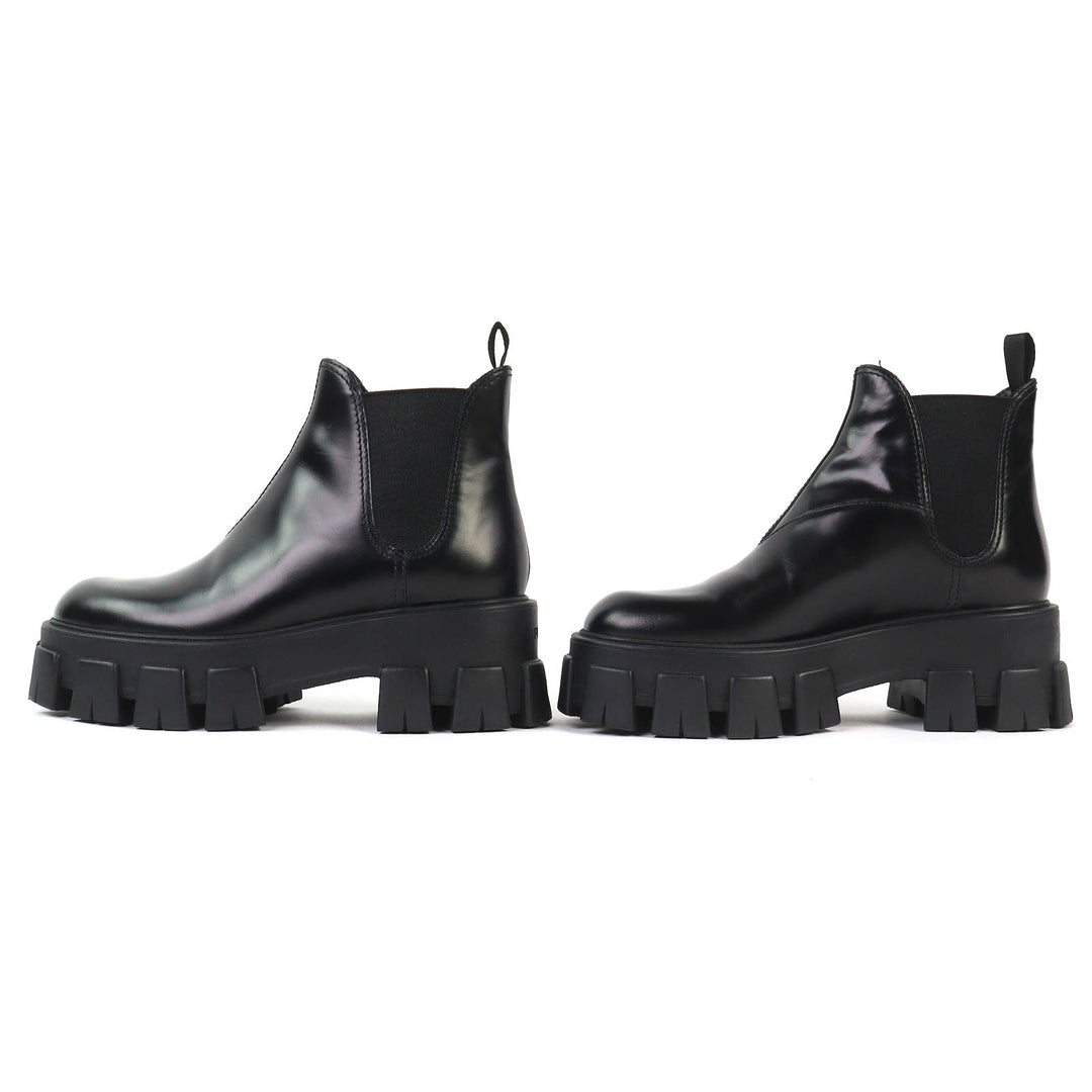 Excellent PRADA monolith Chelsea boots with Brushed leather 35.5 1T725L