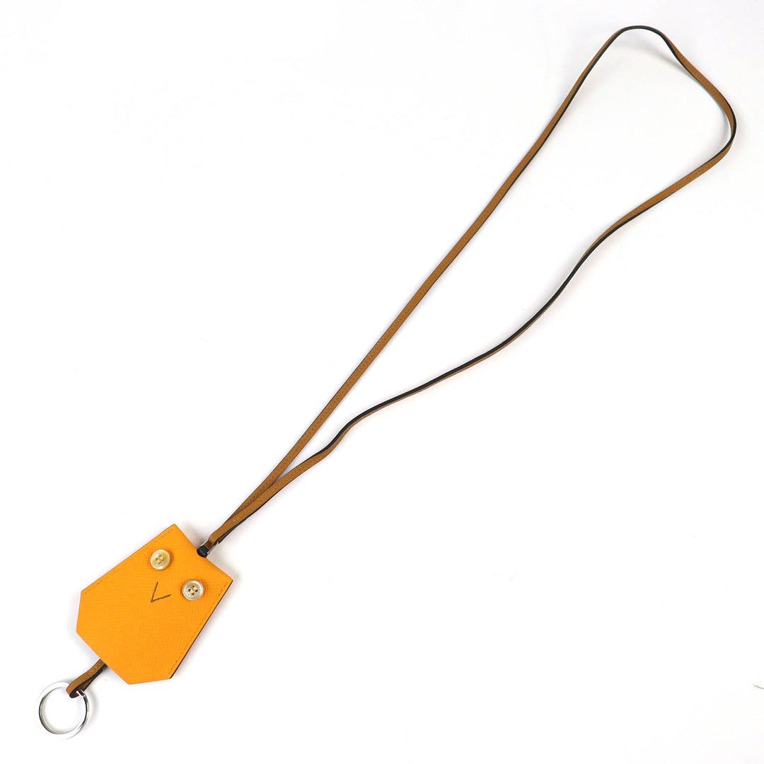 Excellent HERMES Necklace Petite H Eveton Clochette Epsom Leather Women