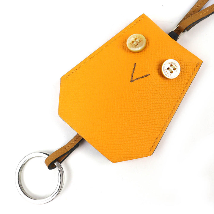 Excellent HERMES Necklace Petite H Eveton Clochette Epsom Leather Women