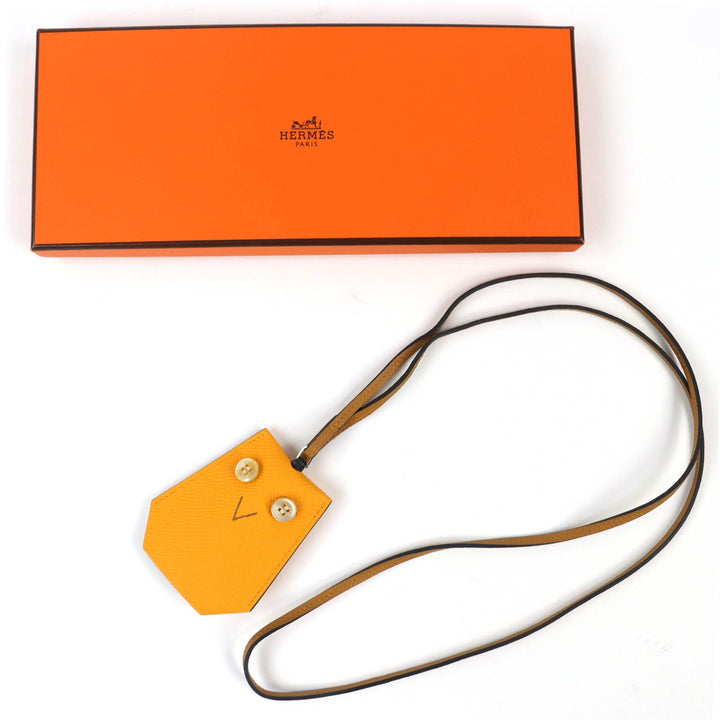 Excellent HERMES Necklace Petite H Eveton Clochette Epsom Leather Women